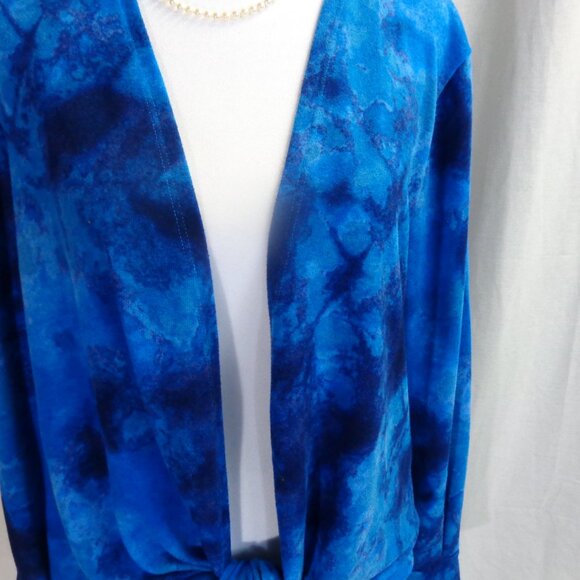 Colleen Lopez Size Medium Blue Tie-Dyed Knotted Cardigan - Picture 6 of 11